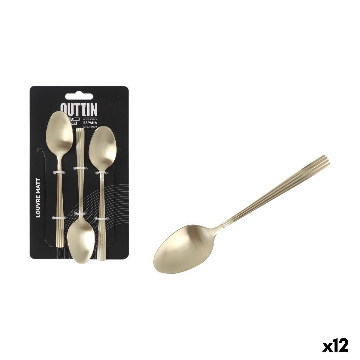 Set de cucharas de postre Inde Louvre Matt 1,5 mm 14,8 x 3,2 cm 3 Piezas (12 Unidades)
