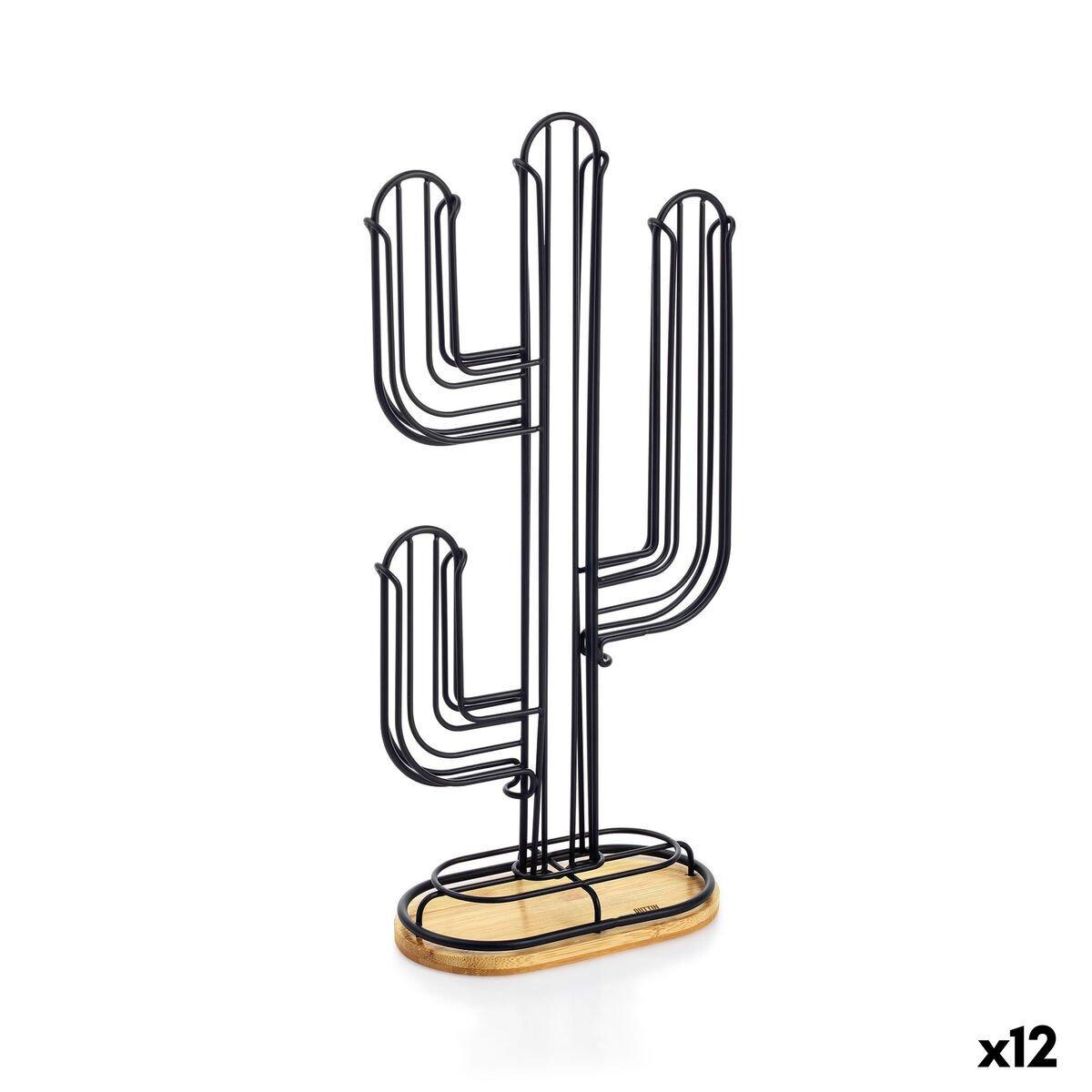Organizador de Cápsulas de Café Quttin Negro Bambú Hierro 19,5 x 9,5 x 41,5 cm Cactus (12 Unidades)