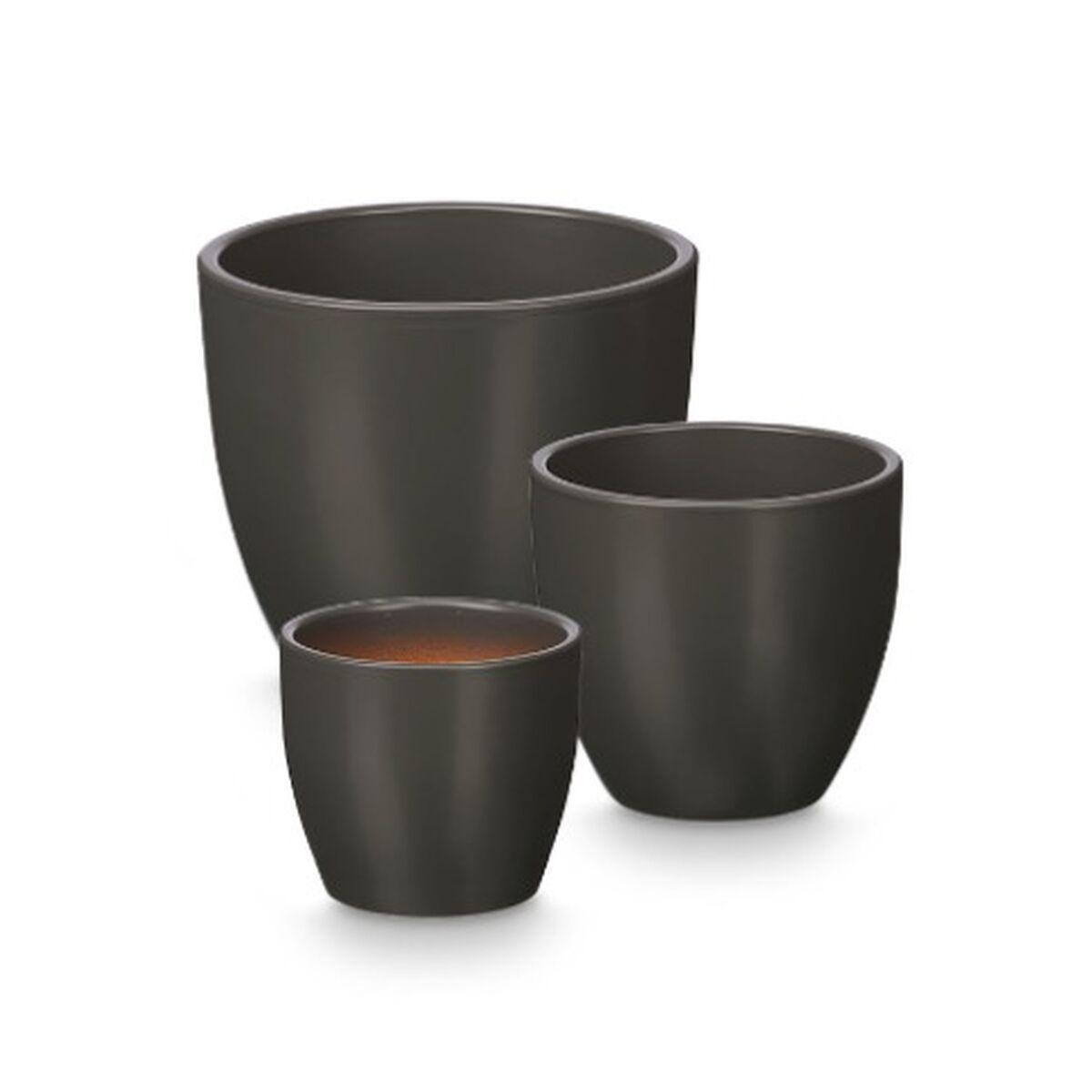 Set de Macetas Ibergarden Antracita Arcilla Ø 14 cm Ø 22 cm Ø 17 cm 3 Piezas