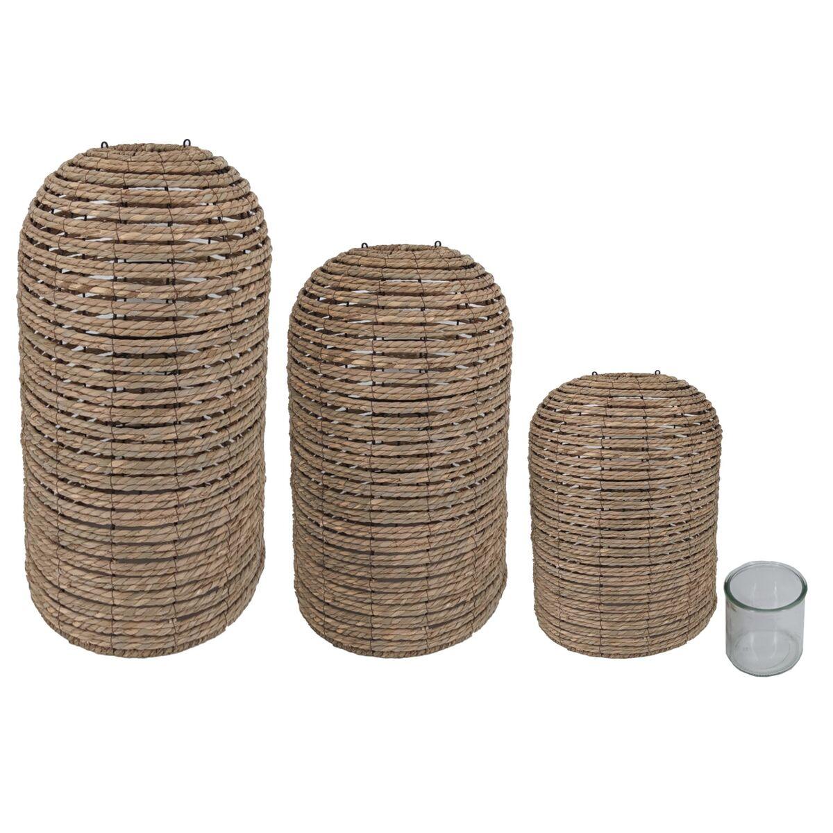 Portavelas Home ESPRIT Mimbre Cristal 40 x 40 x 83 cm