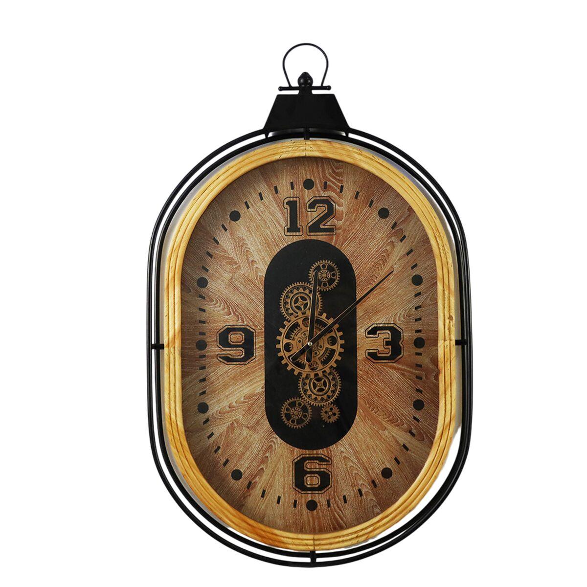 Reloj de Pared Home ESPRIT Negro Natural Cristal Hierro Loft 56 X 8 X 92 CM