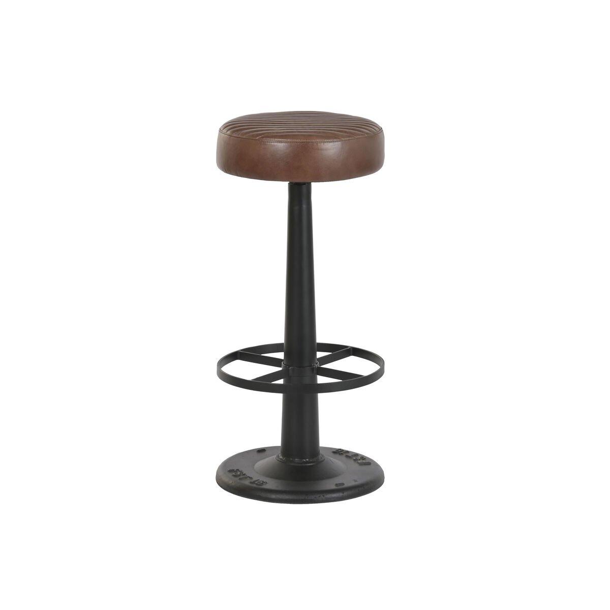 Taburete Home ESPRIT Marrón Negro Piel Hierro
