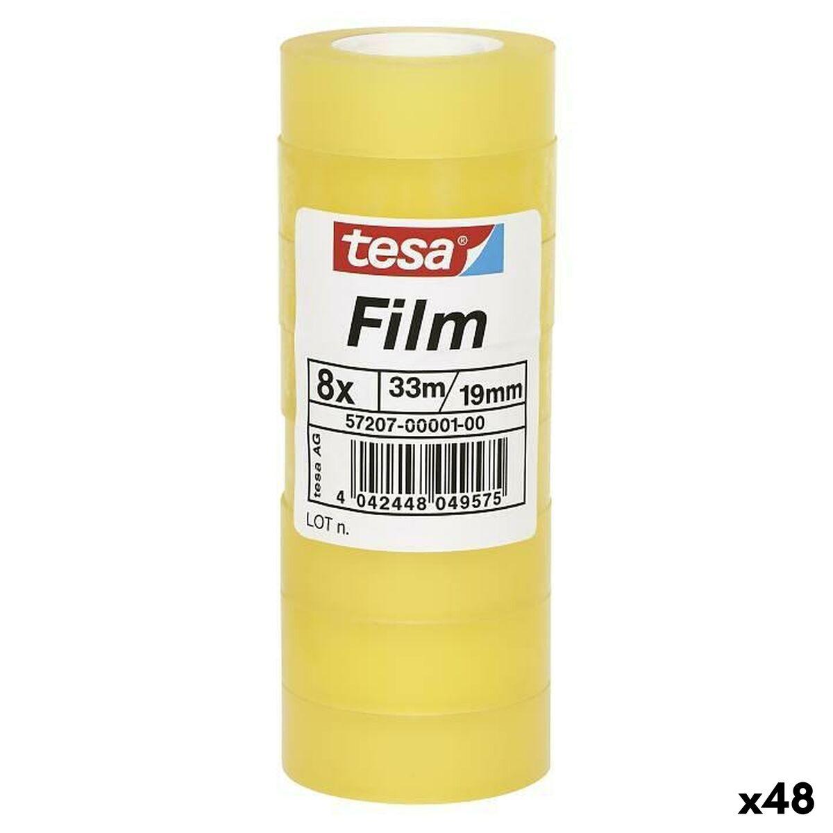Cinta Adhesiva TESA Transparente 19 mm x 33 m 8 Piezas (48 Unidades)
