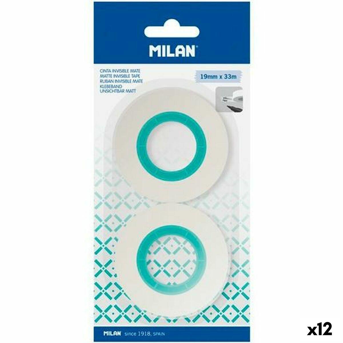 Set de Cintas Adhesivas Milan Transparente 19 mm x 33 m 2 Piezas (12 Unidades)
