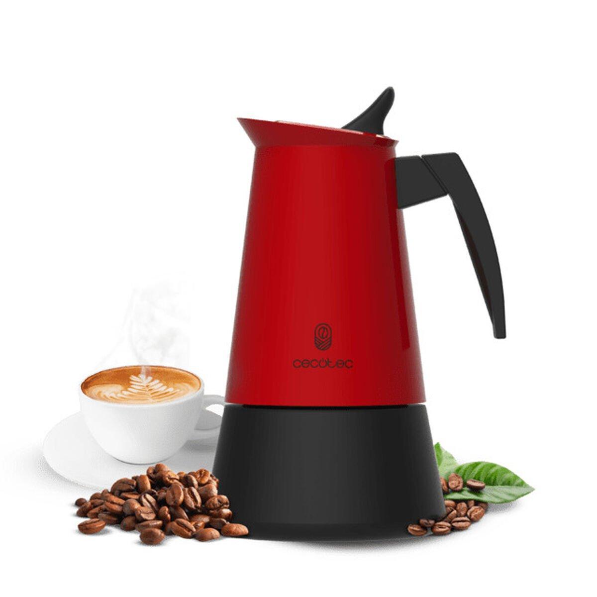 Cecotec Cafetera Italiana acero inoxidable Piccolina 200 2 tazas 100ml rojo antigoteo