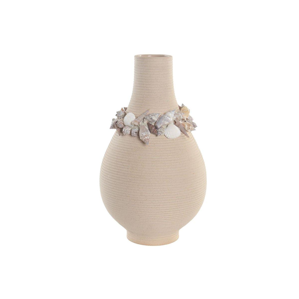 Jarrón Home ESPRIT Crema Cerámica Mediterráneo 19 x 19 x 33 cm