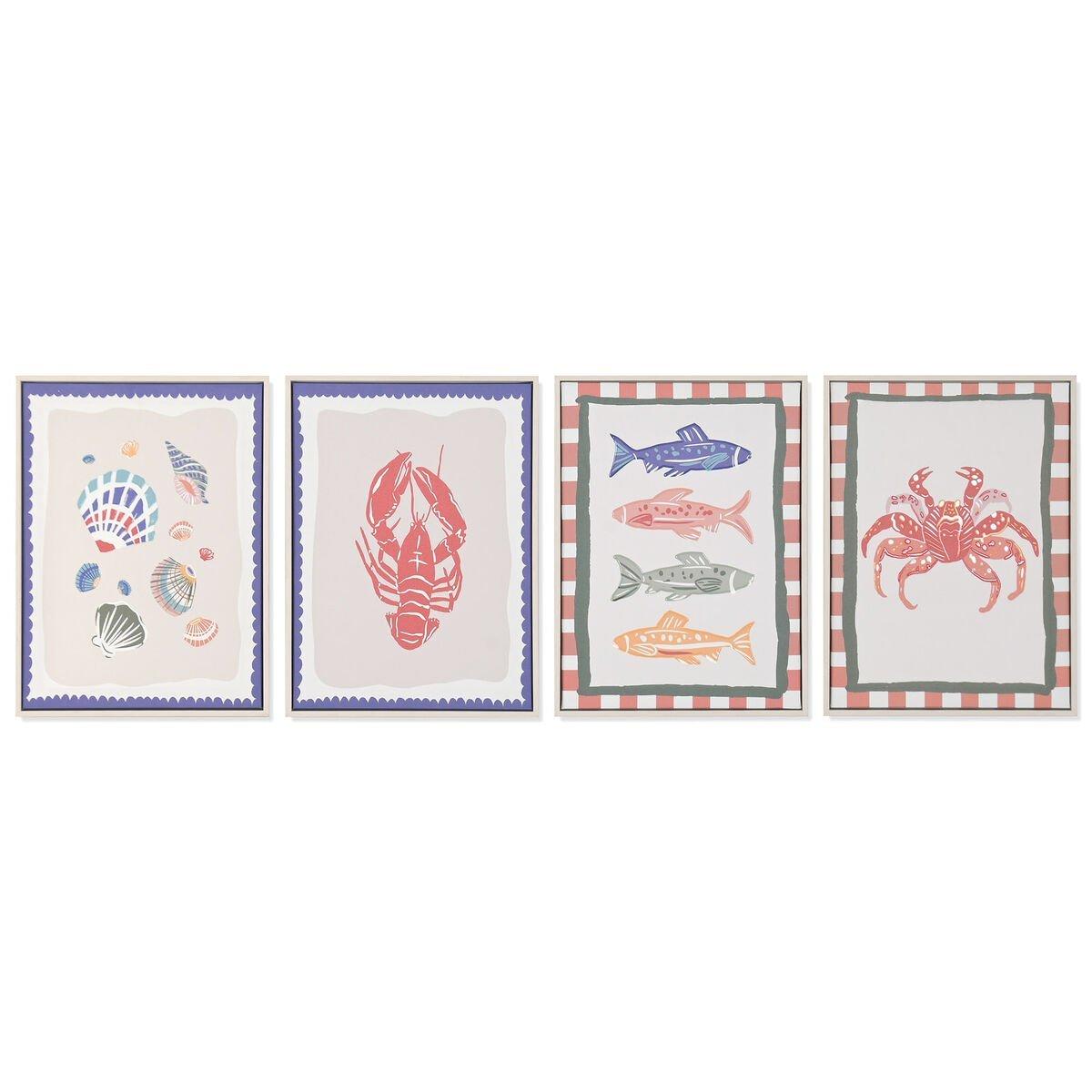 Lienzo Home ESPRIT Dorado Moderno Mediterráneo 30 x 2,5 x 40 cm (4 Unidades)