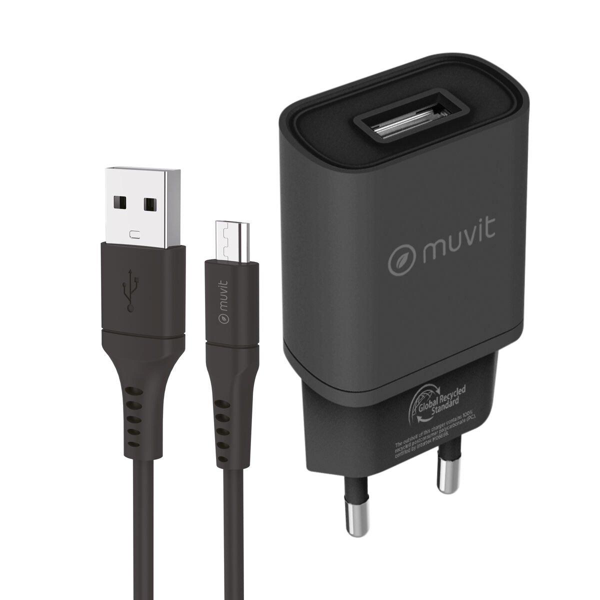 Cargador de Pared Muvit for Change Negro 12 W (2 Unidades)