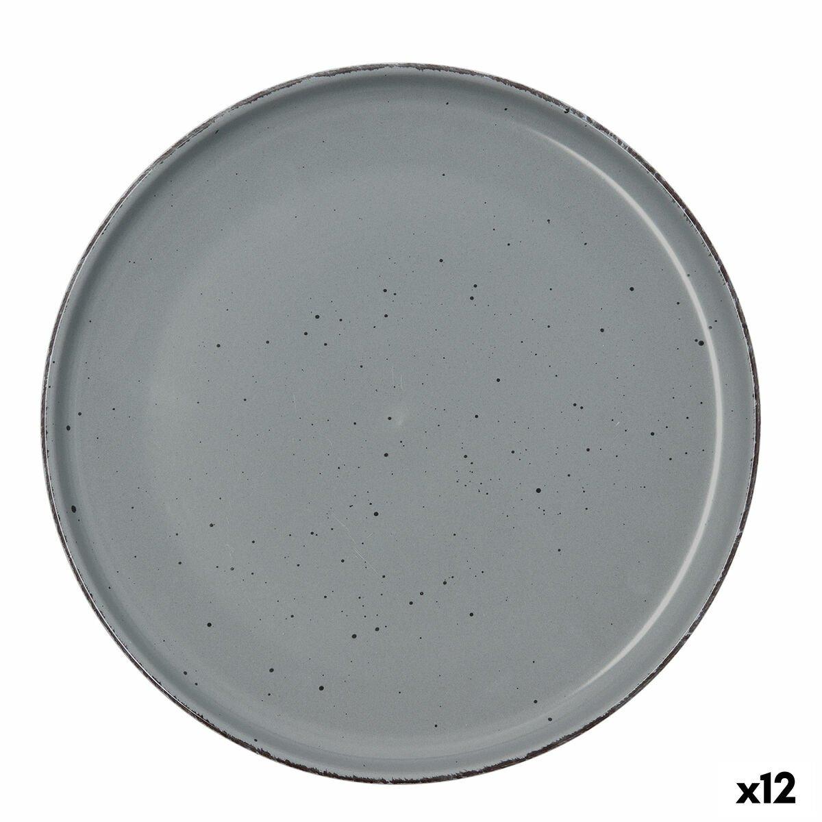 Plato Llano Quid Duna Gris Cerámica 26,5 x 2,8 cm (12 Unidades)