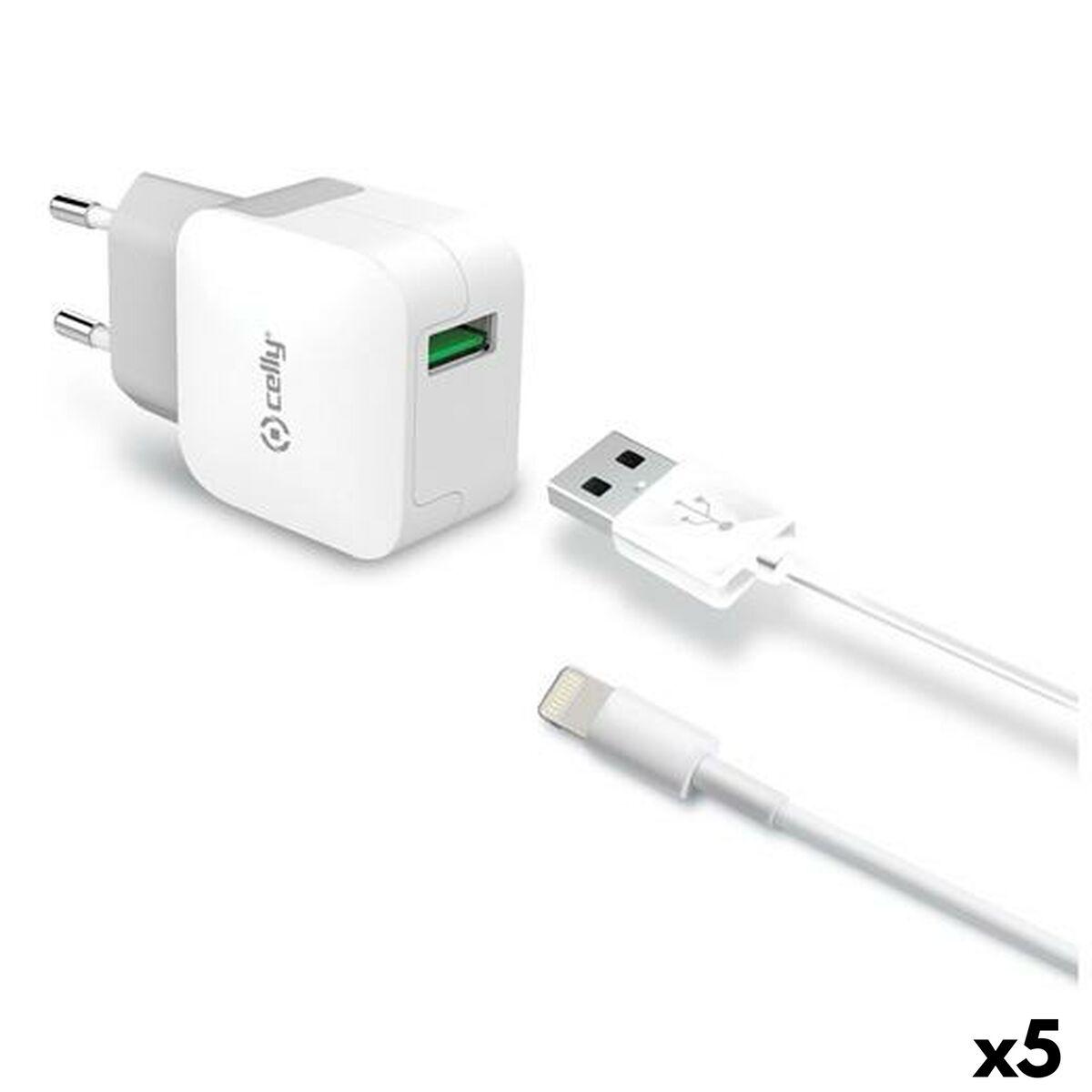 Cargador de Pared Celly Blanco 12 W (5 Unidades)