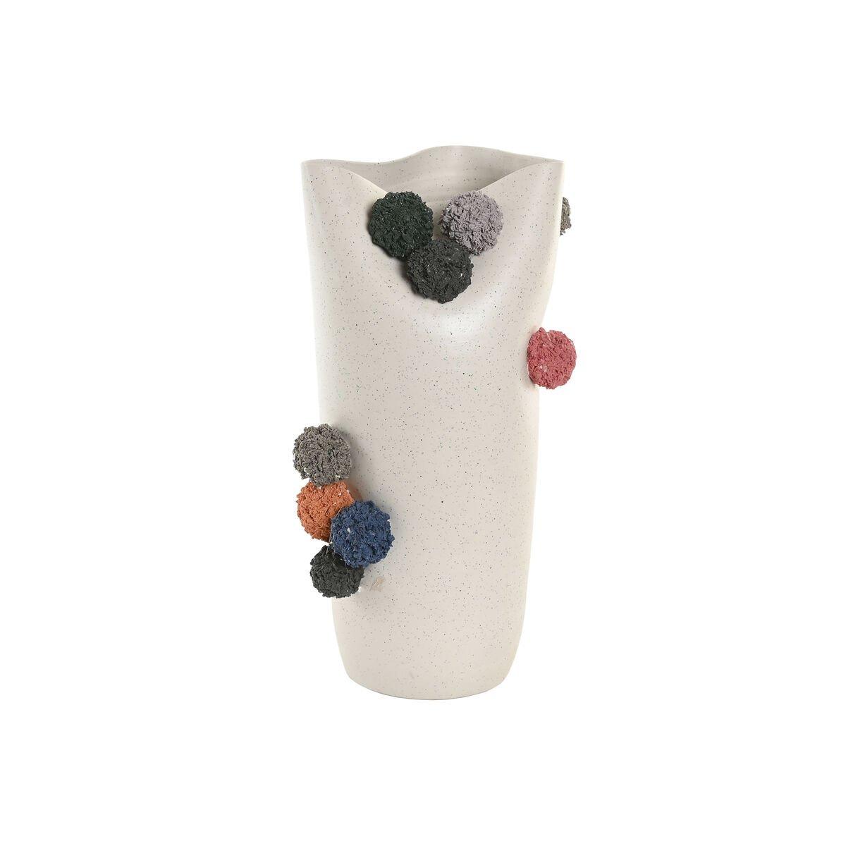 Jarrón Home ESPRIT Blanco Multicolor Cerámica 25 x 25 x 42 cm