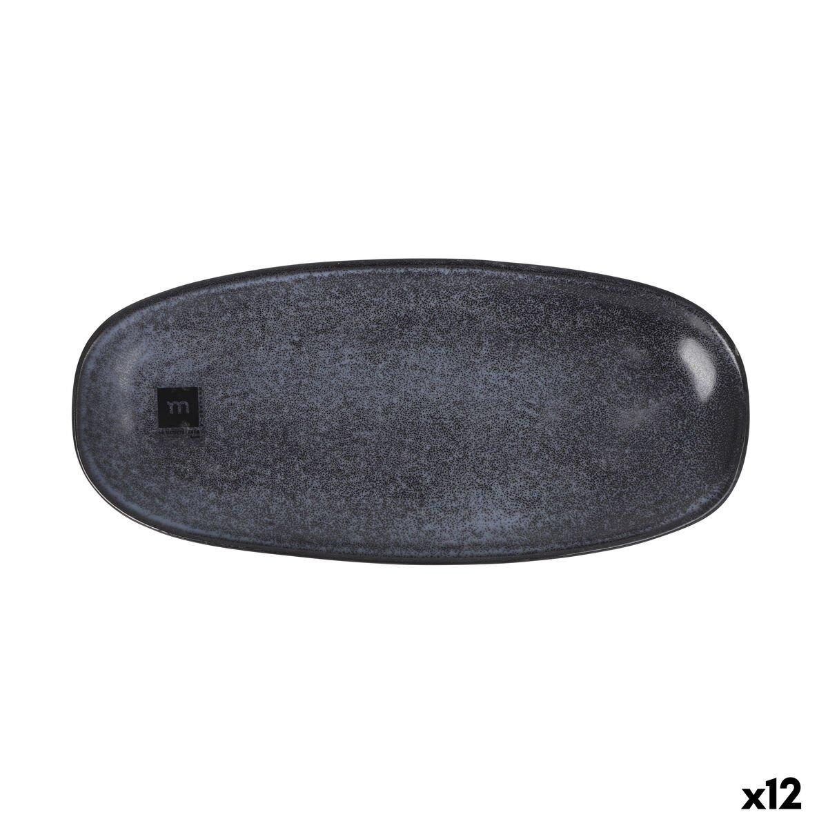 Fuente de Cocina La Mediterránea Nebula Gris Cerámica Ovalado 30 x 13,7 cm (12 Unidades)