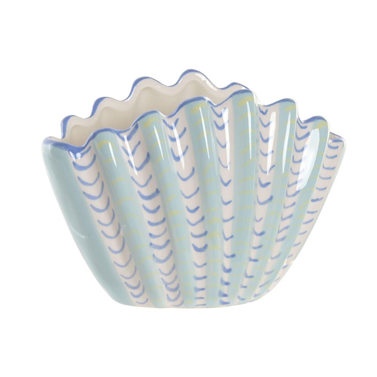 Jarrón Home ESPRIT Azul cielo Gres Concha Mediterráneo 22 X 11,3 X 15 CM