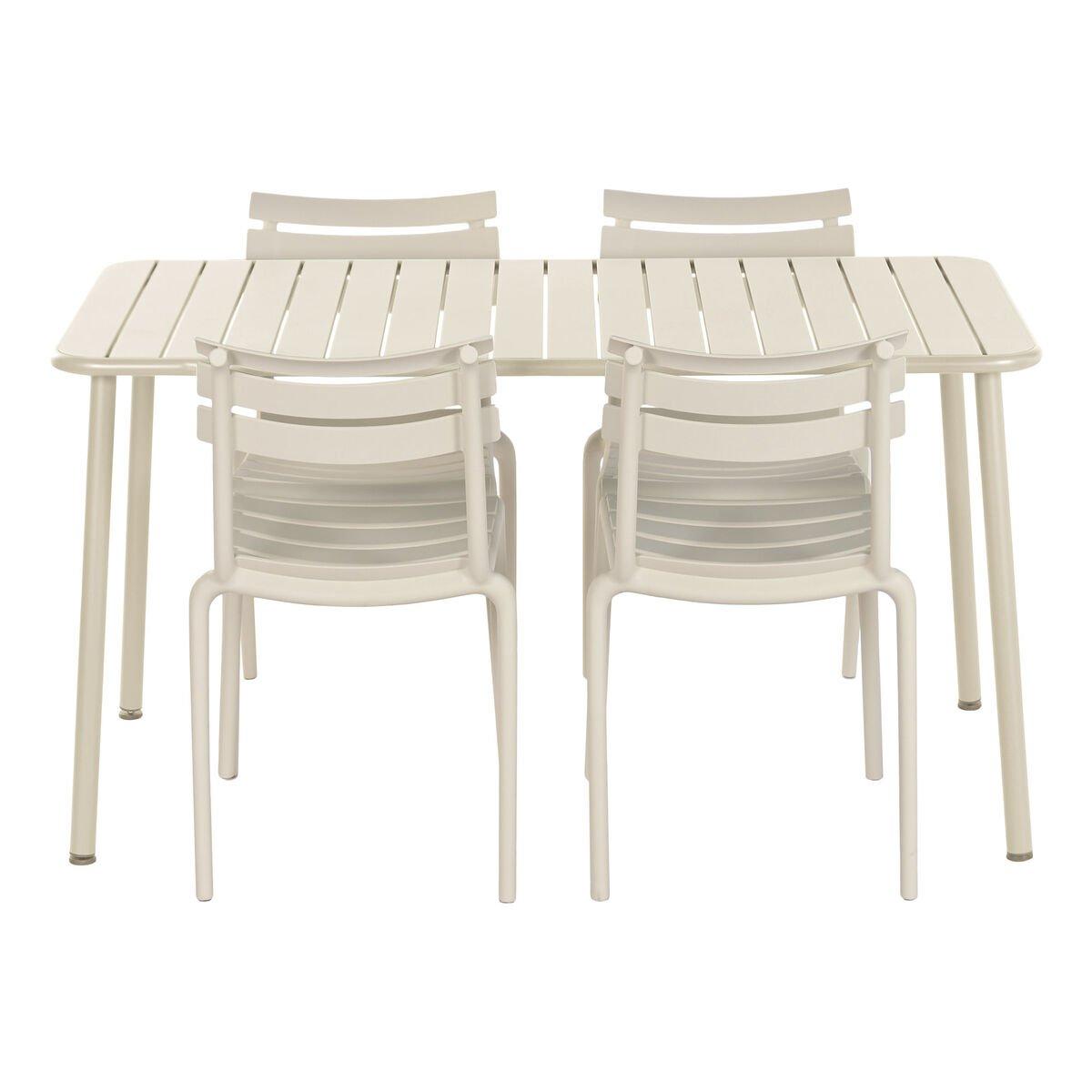 Conjunto de Mesa con 4 Sillas Home ESPRIT Crema 140 x 70 x 75 cm