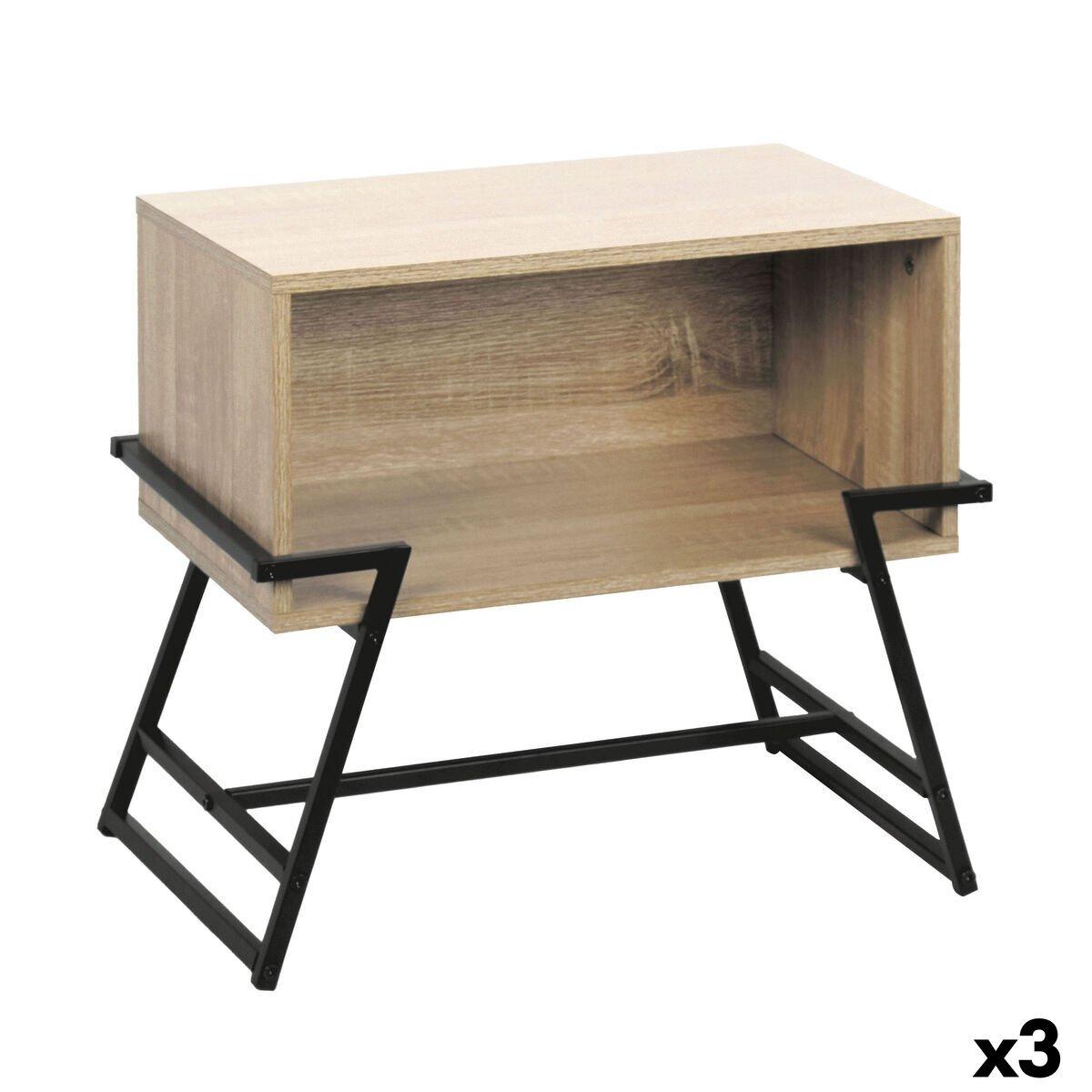 Mesa auxiliar MobleKit Marrón Negro 50 x 33 x 45 cm Metal Madera MDF (3 Unidades)