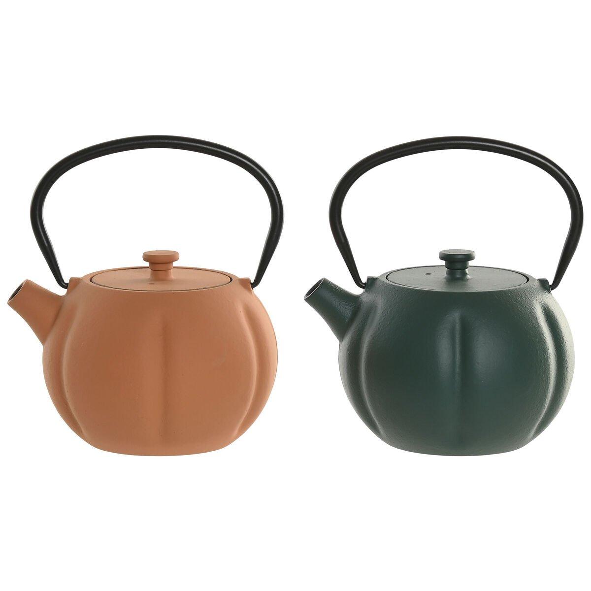 Tetera Home ESPRIT Verde Naranja Acero Inoxidable Hierro 1 L (2 Unidades)