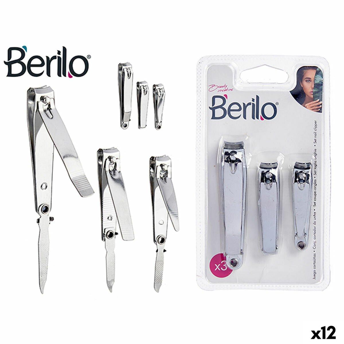 Cortauñas Berilo Plateado Metal (12 Unidades)