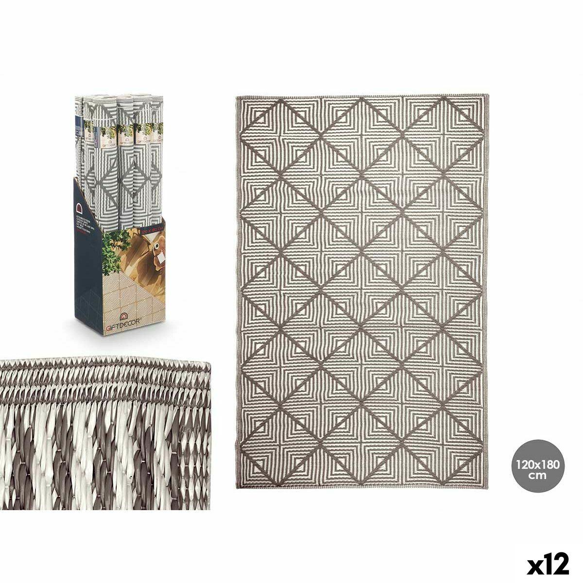 Alfombra Gift Decor Blanco Gris Polipropileno 120 x 180 cm (12 Unidades)
