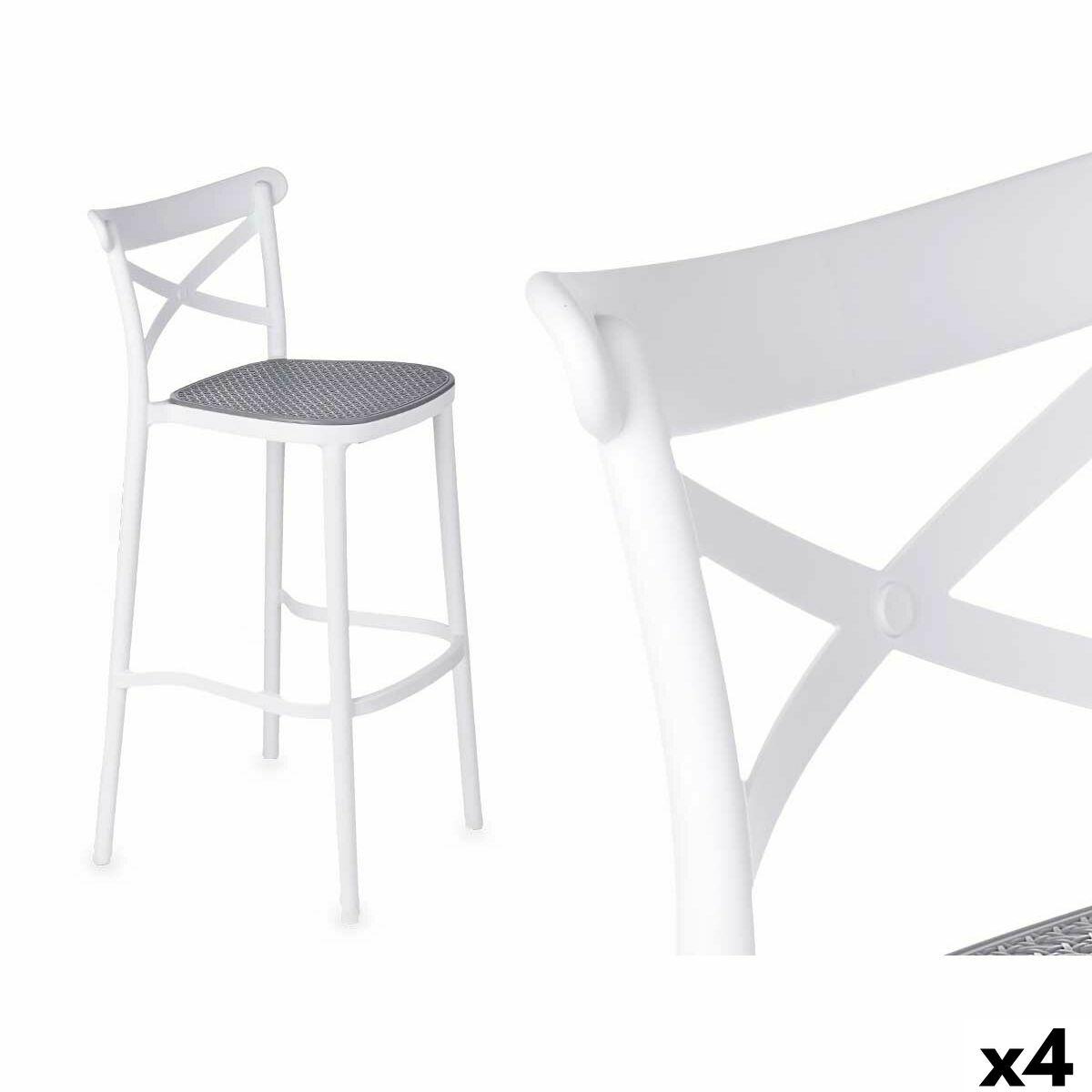 Taburete Gift Decor Blanco Gris Polipropileno Ratán 41 x 103 x 52,5 cm (4 Unidades)