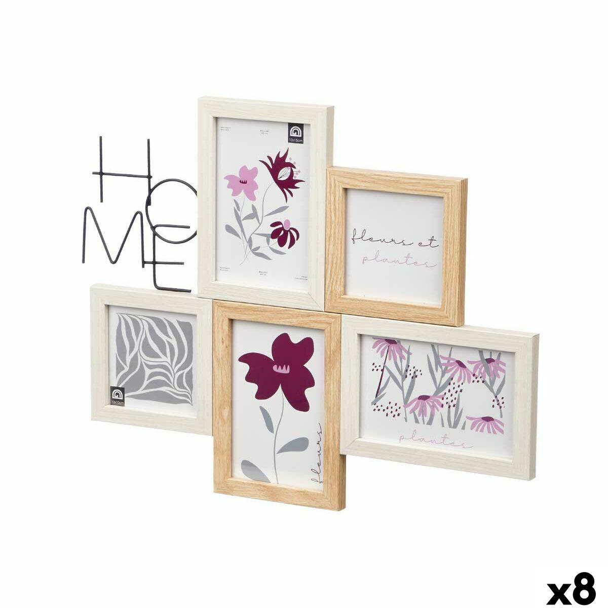 Marco de Fotos Gift Decor Natural Metal Madera MDF (8 Unidades)