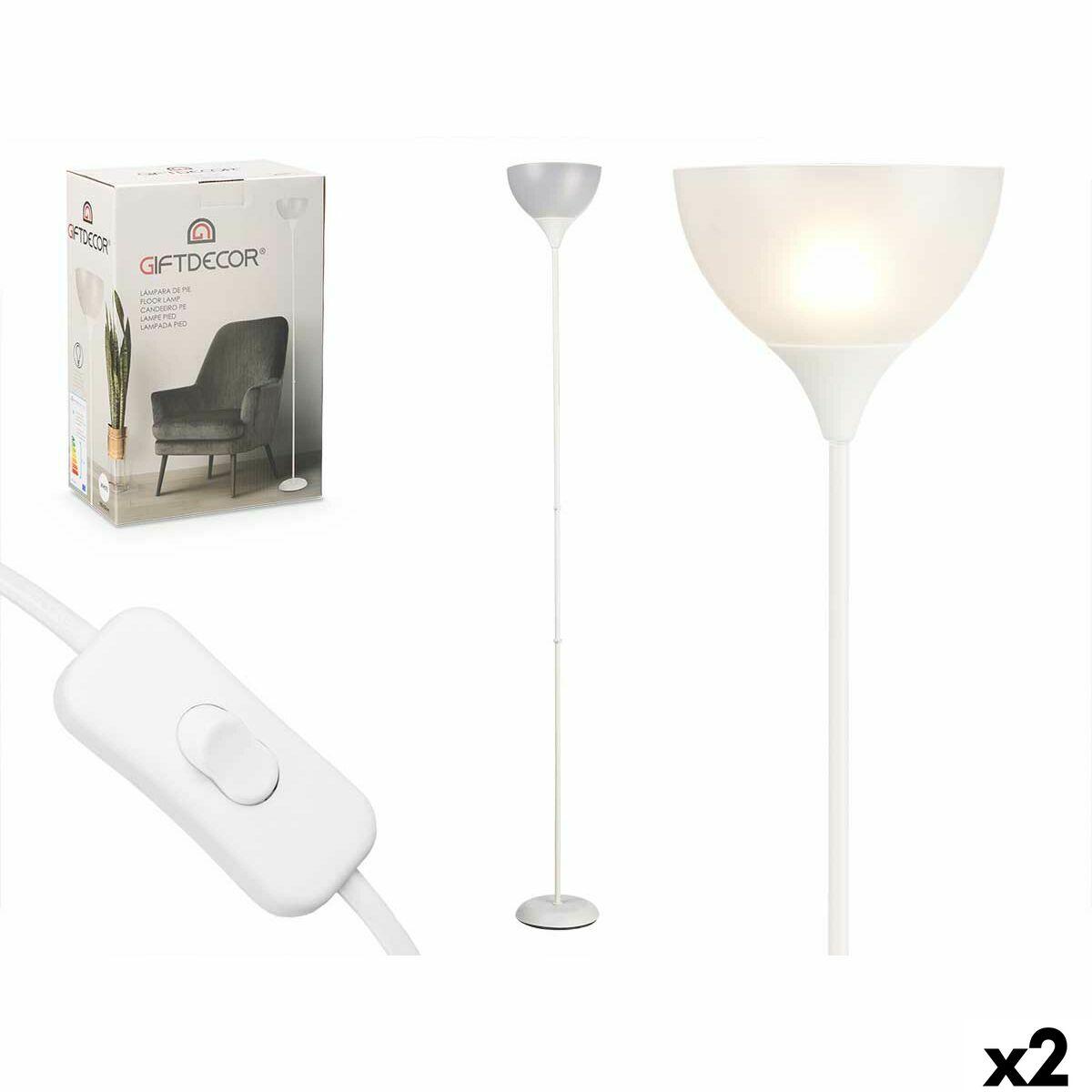 Lámpara de Pie Gift Decor Blanco 60 W 220-240 V 22 x 185 x 22 cm (2 Unidades)