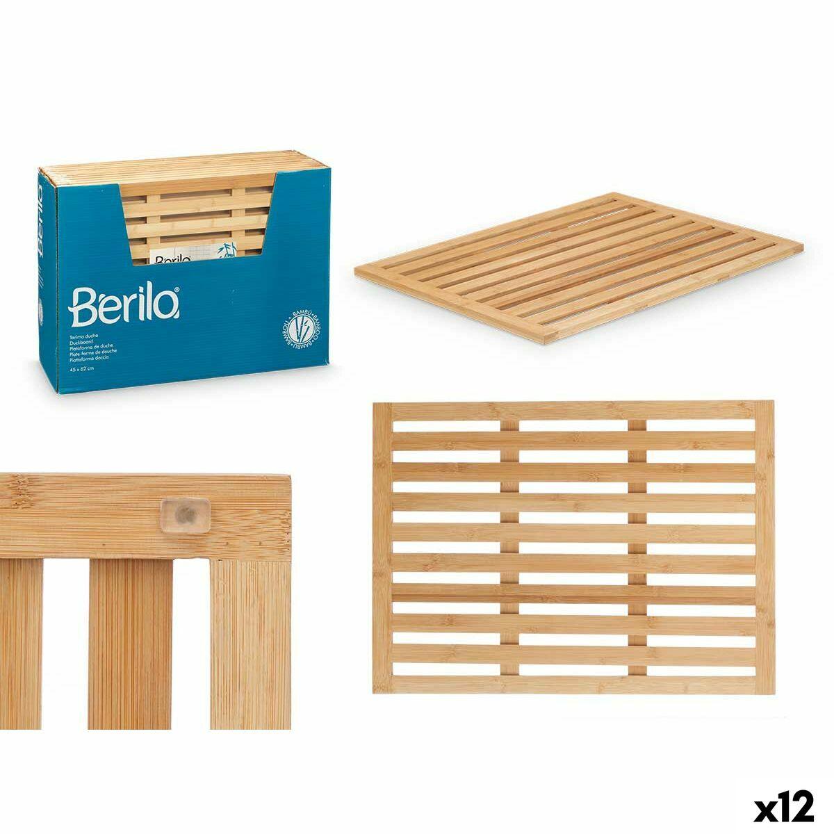Alfombra de baño Berilo Natural Bambú 62 x 2 x 45 cm 45 x 62 x 62 cm (12 Unidades)