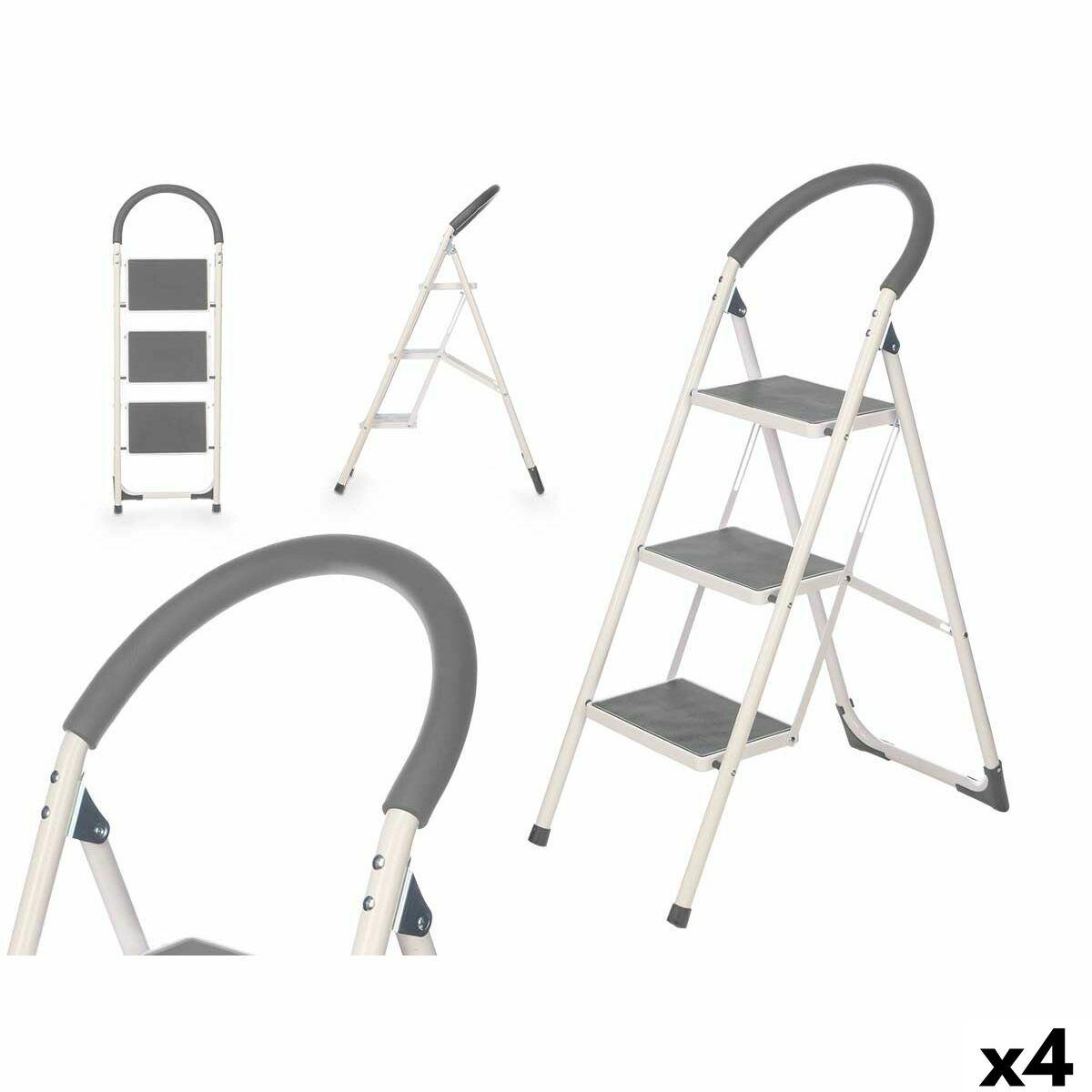 Escalera plegable de 3 peldaños Kipit Gris Acero 38 x 117 x 5 cm 35 x 117 x 5 cm (4 Unidades)