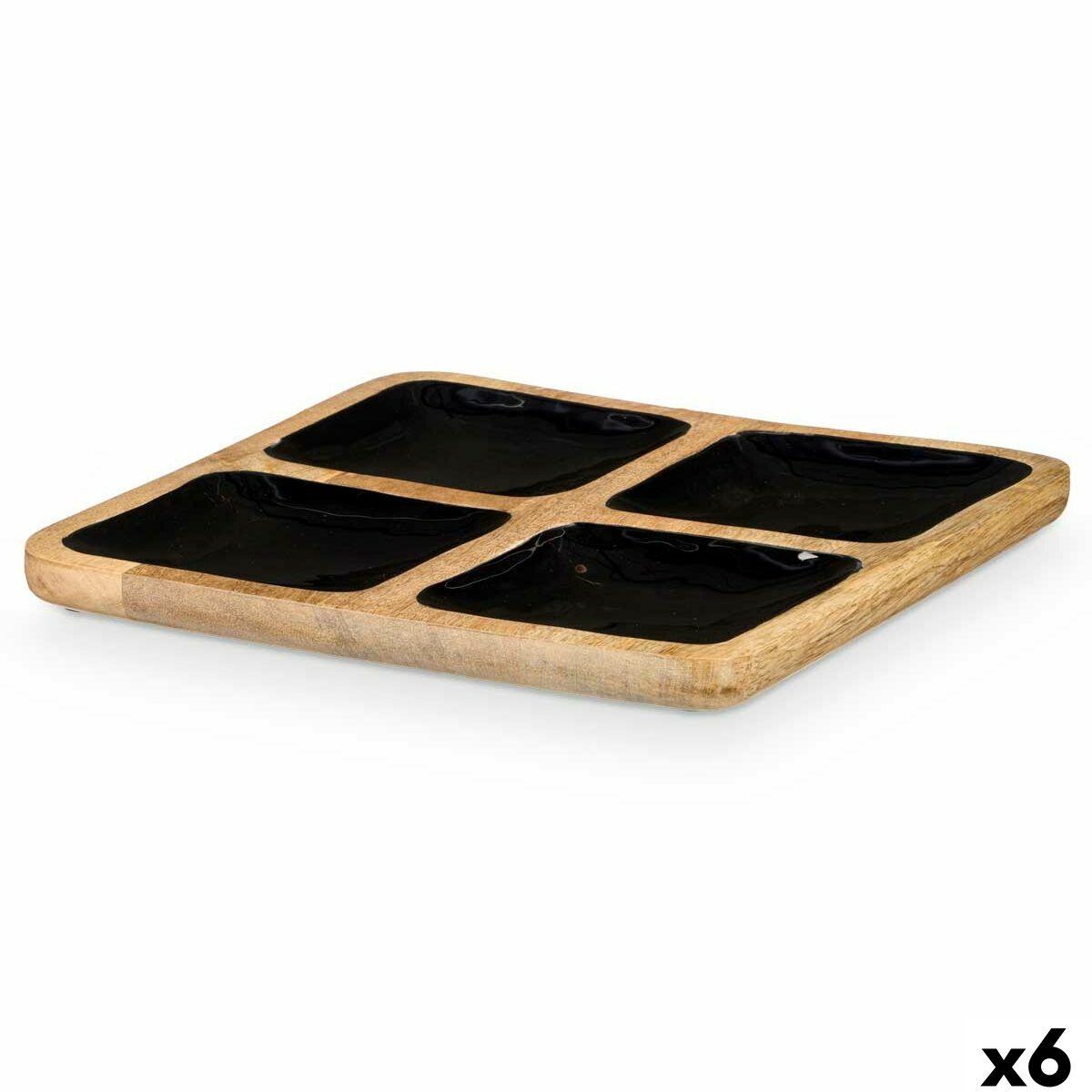 Bandeja con Compartimentos Gift Decor Negro 31 x 3 x 31 cm (6 Unidades)