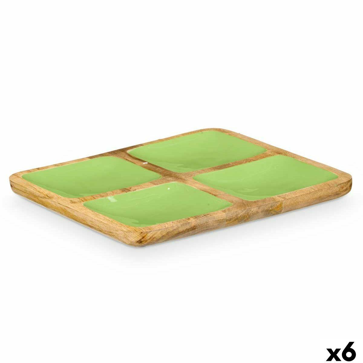 Bandeja con Compartimentos Gift Decor Verde 31 x 3 x 3 cm (6 Unidades)