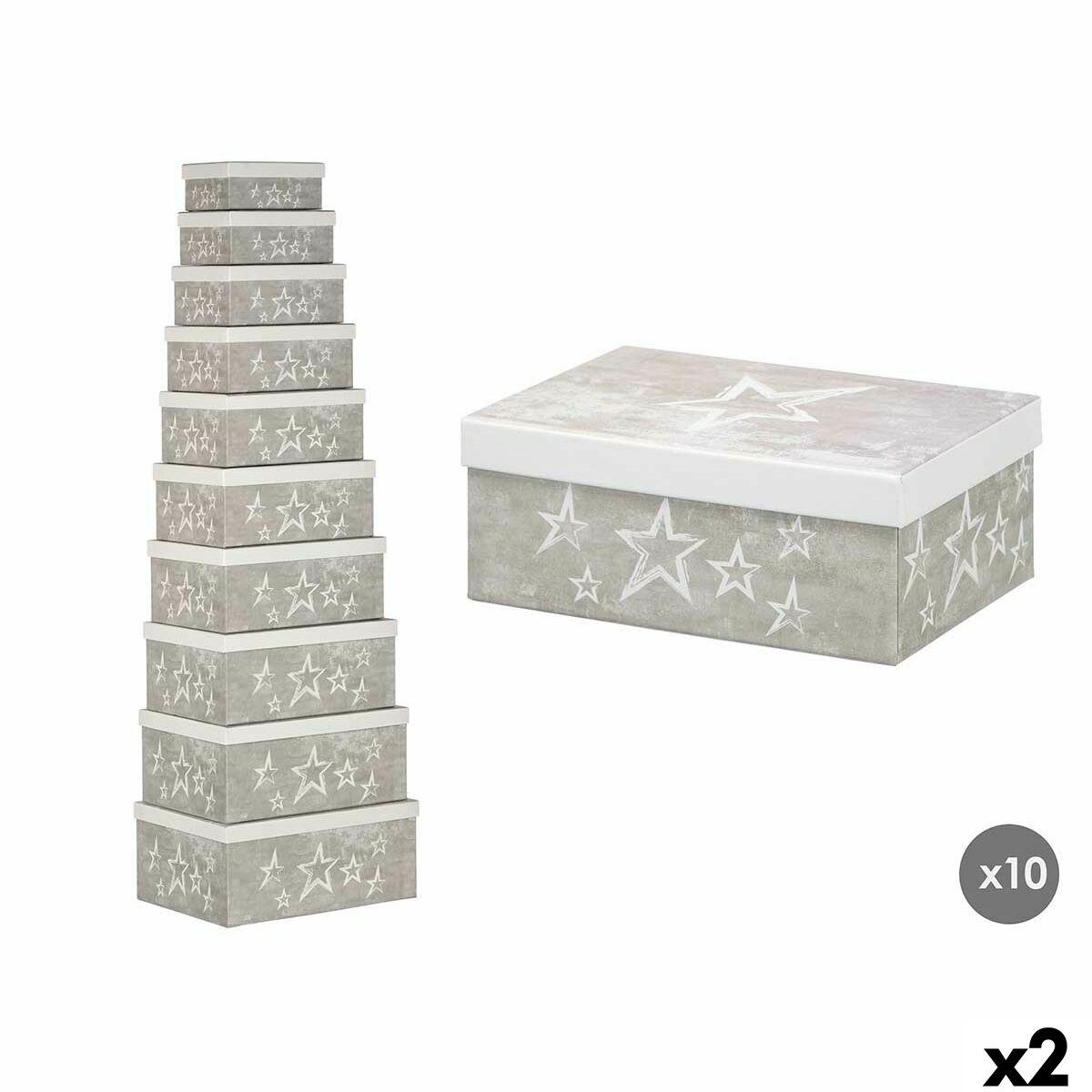 Caja Decorativa Pincello Blanco Gris Cartón (2 Unidades)