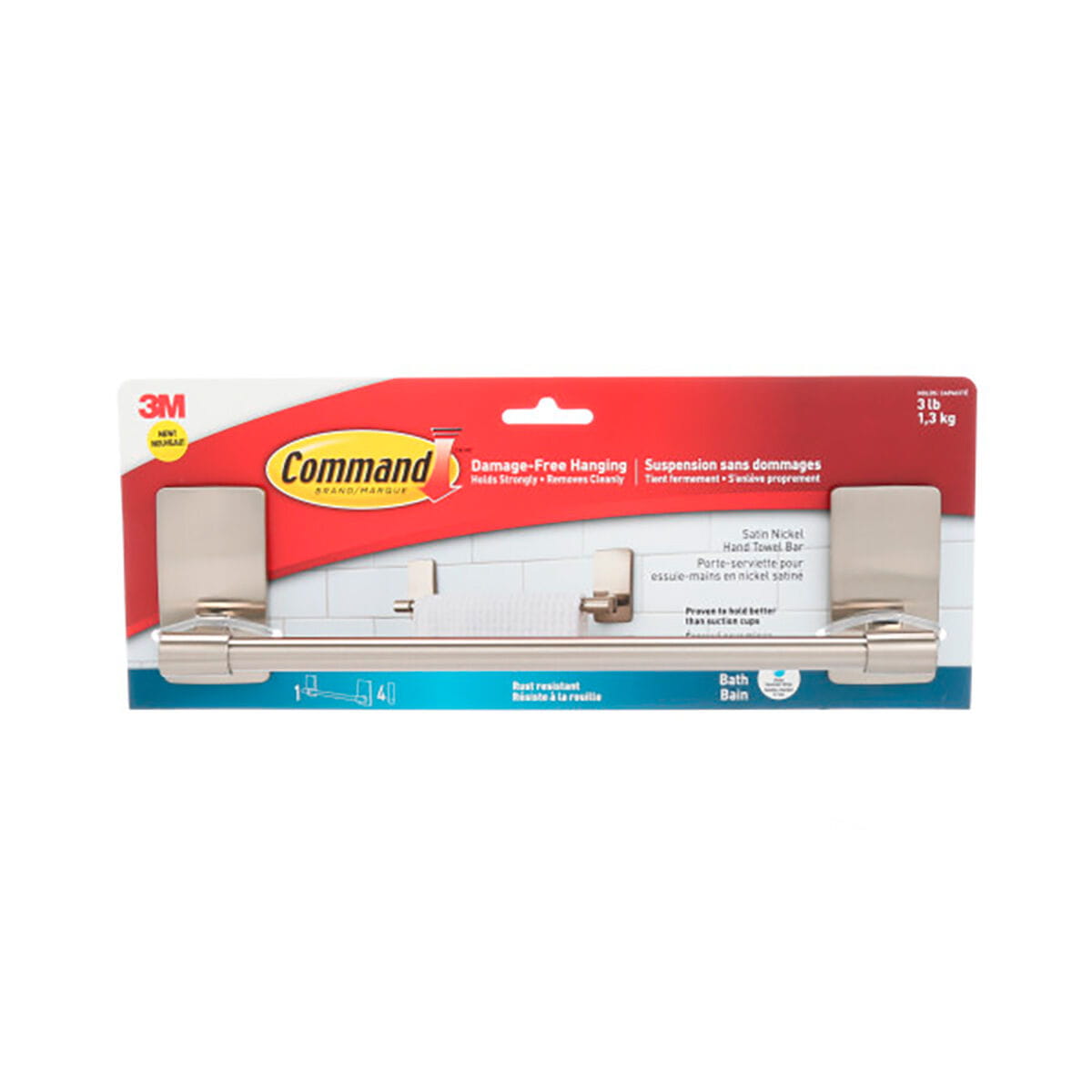 Toallero de barra Command 29,9 x 7,7 x 4,7 cm Metal