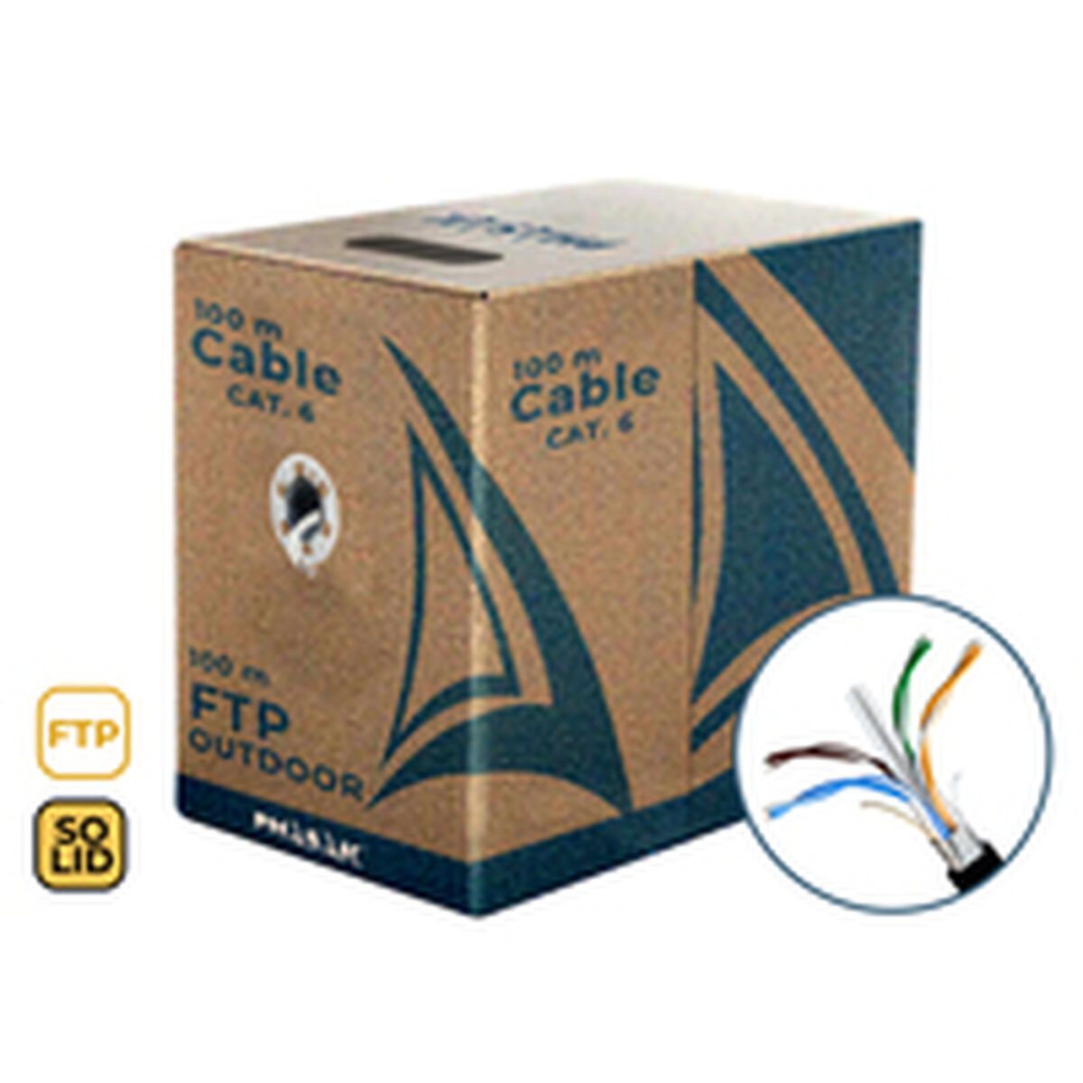 Cable de Red Rígido FTP Categoría 6 Phasak PHR 681 Negro 100 m