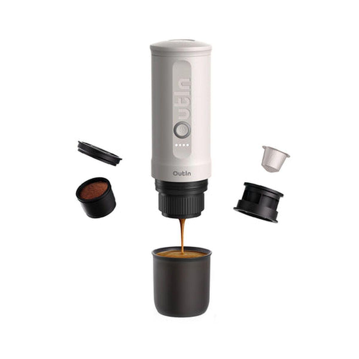 Cafetera Portátil Outin OUTINWHITE Blanco Acero Inoxidable 50 ml 80 ml