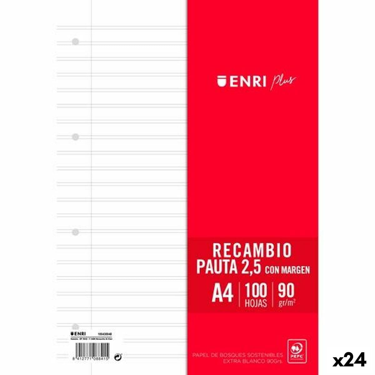 Hojas de repuesto ENRI Blanco A4 100 Hojas (24 Unidades)