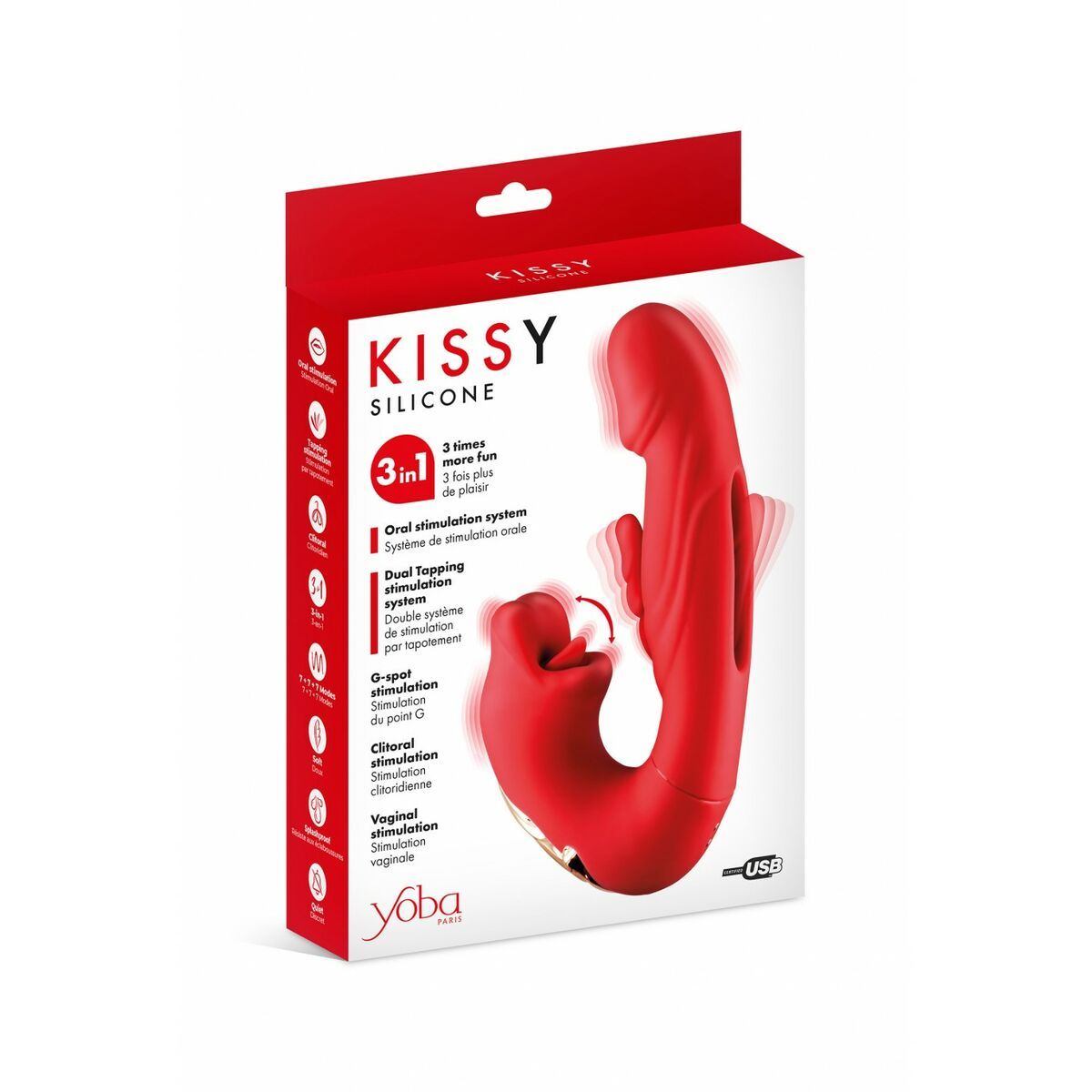 Vibrador Doble Estimulación Yoba Kissy Rojo