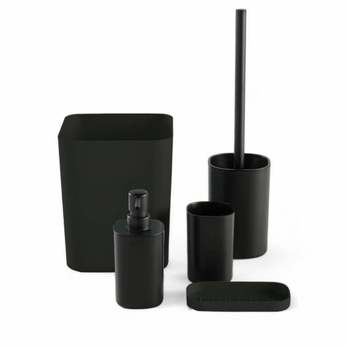 Set de Baño TODAY HOY Negro Plástico Moderno (5 Unidades)