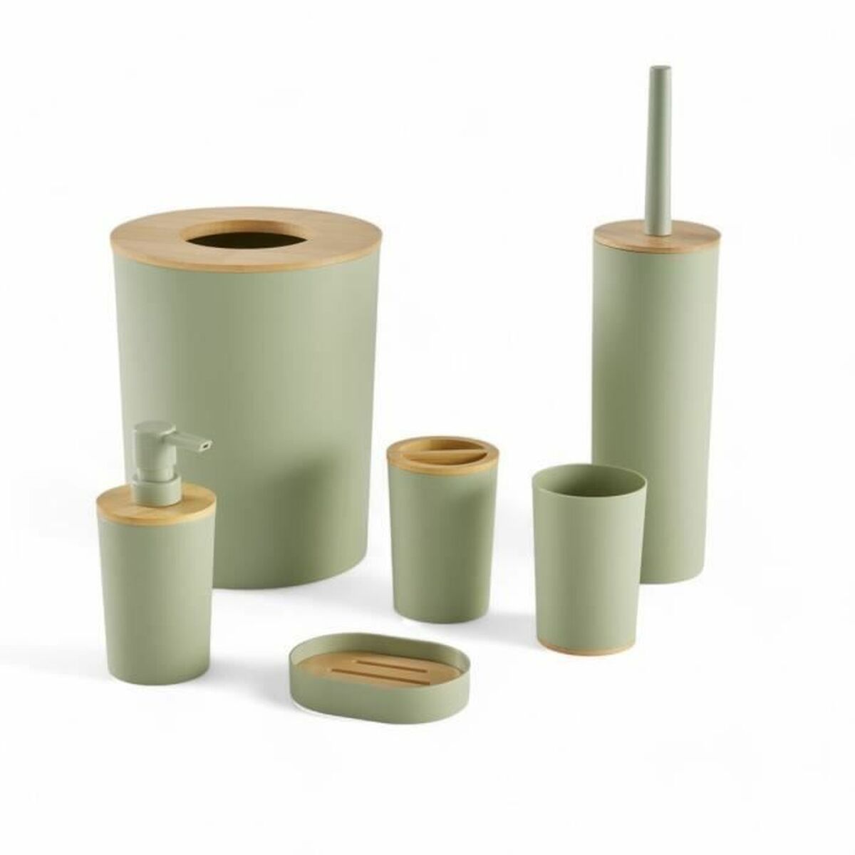 Set de Baño TODAY HOY Verde Plástico Moderno (6 Unidades)