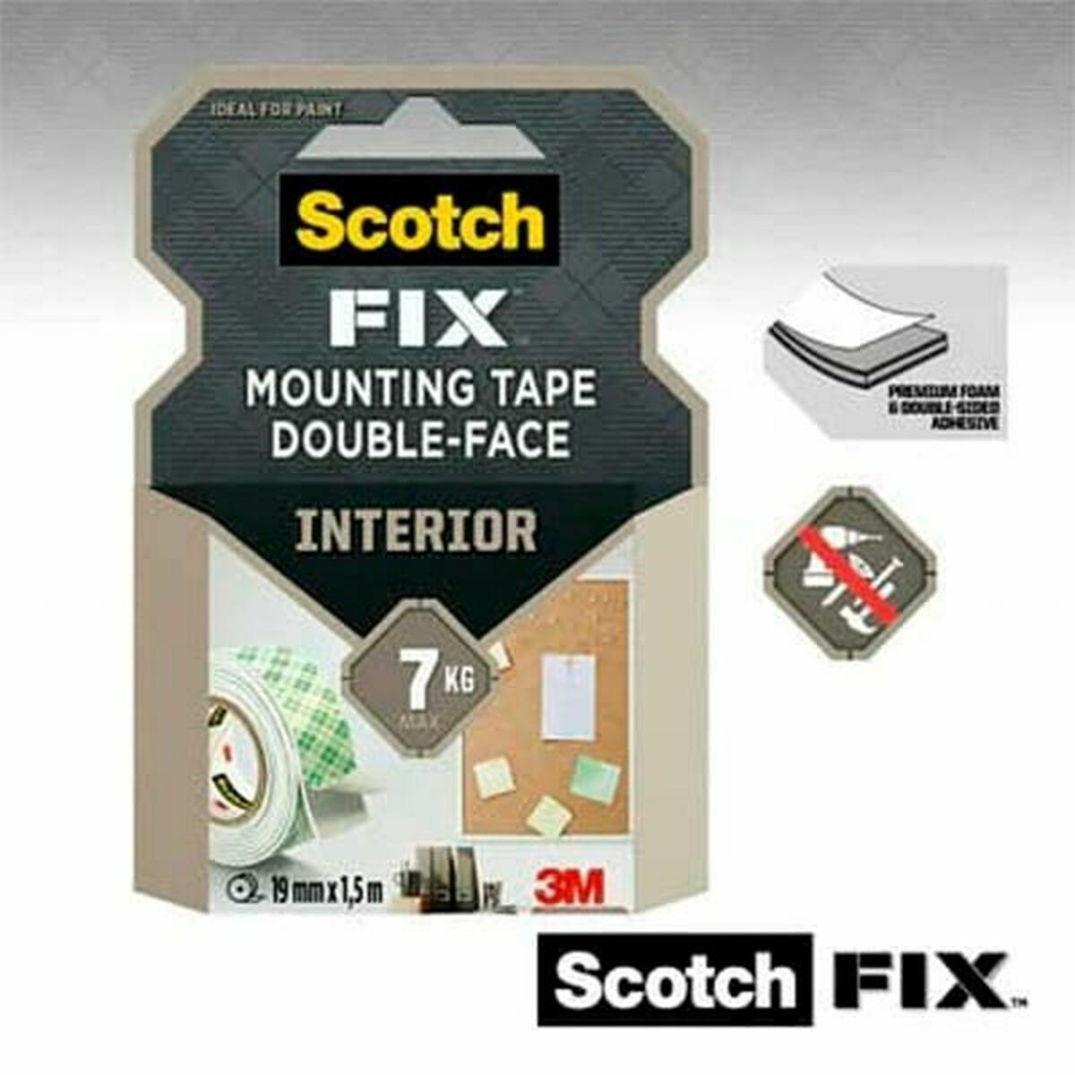 Cinta de Doble Cara Scotch 19 mm x 1,5 m Blanco