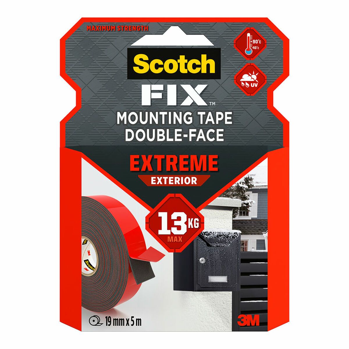 Cinta de Doble Cara Scotch extreme 19 mm x 5 m Gris