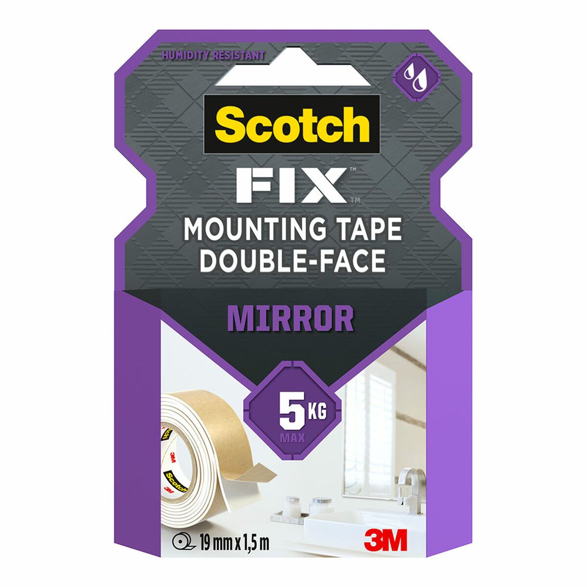 Cinta de Doble Cara Scotch 5 kg 19 mm x 1,5 m Espejos