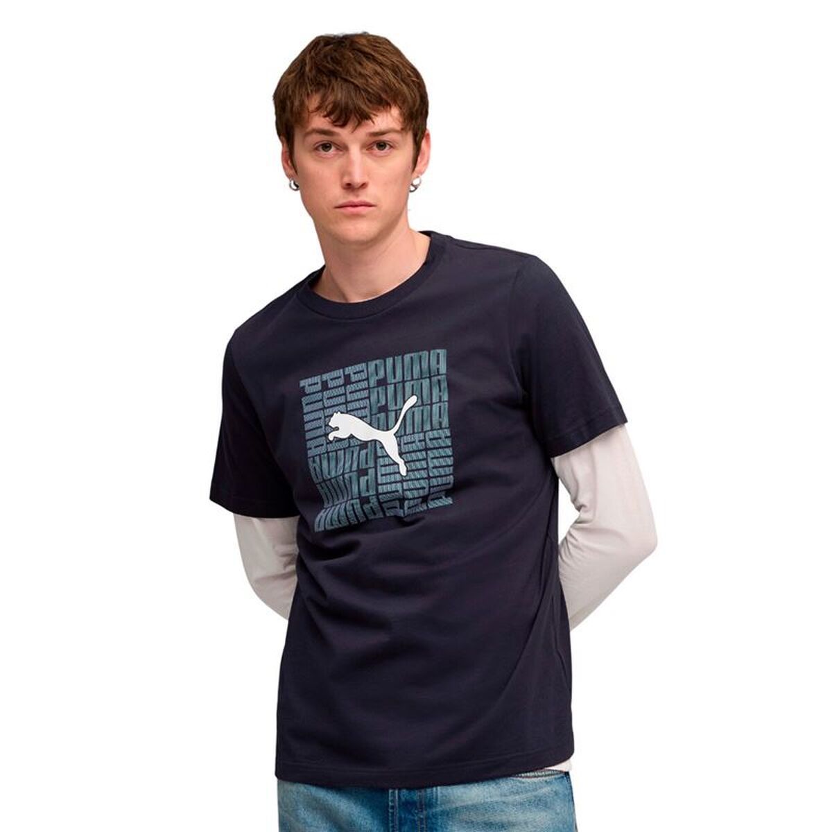 Camiseta de Manga Corta Hombre Puma Graphic Box Azul marino