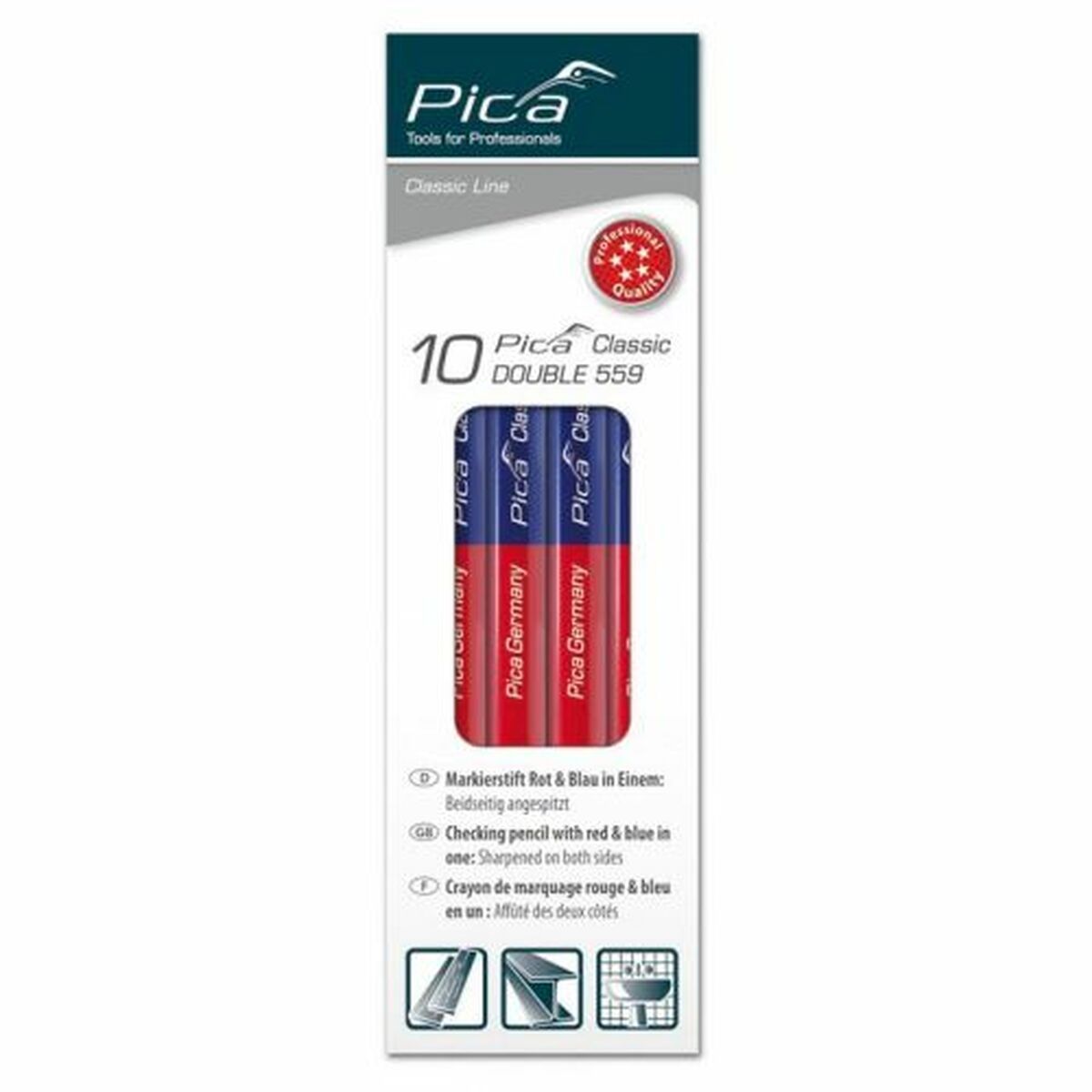 Lápiz de Carpintero Pica Colgador Universal Azul 10 Piezas