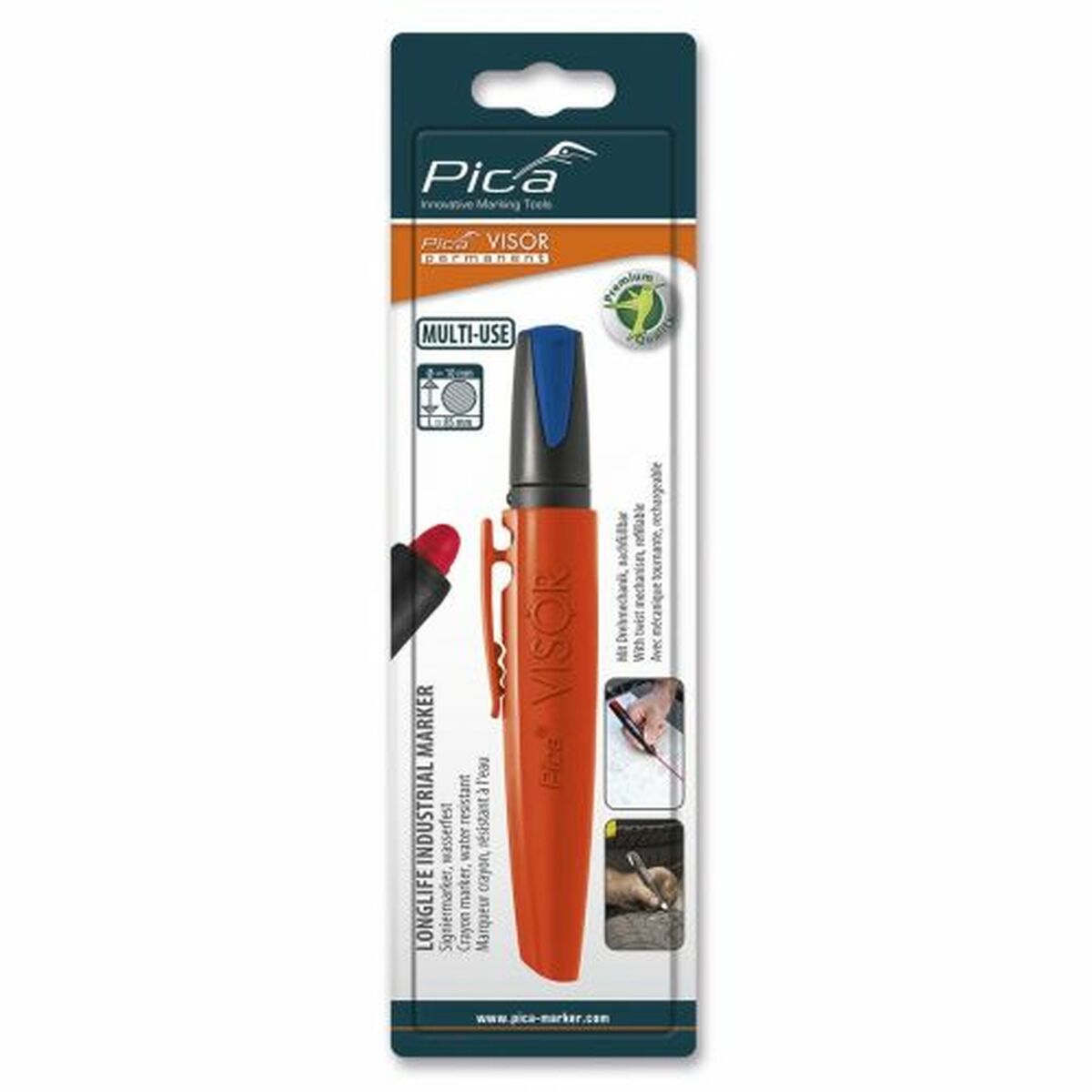 Marcador Pica Permanente Azul Industrial