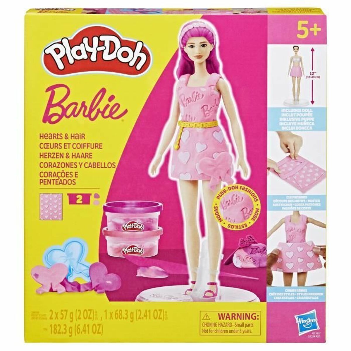 Juego de Plastilina Play-Doh Barbie Hearts & Hair Multicolor