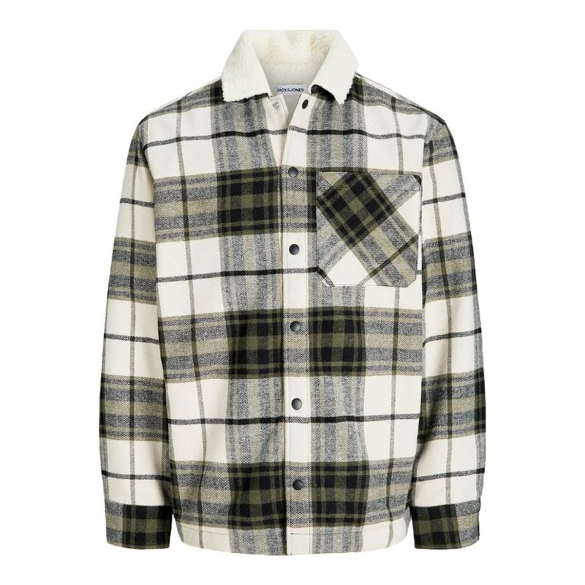Camisa de Manga Larga Hombre Jack & Jones Jjzac Teddy Overshirt Ls Oliva