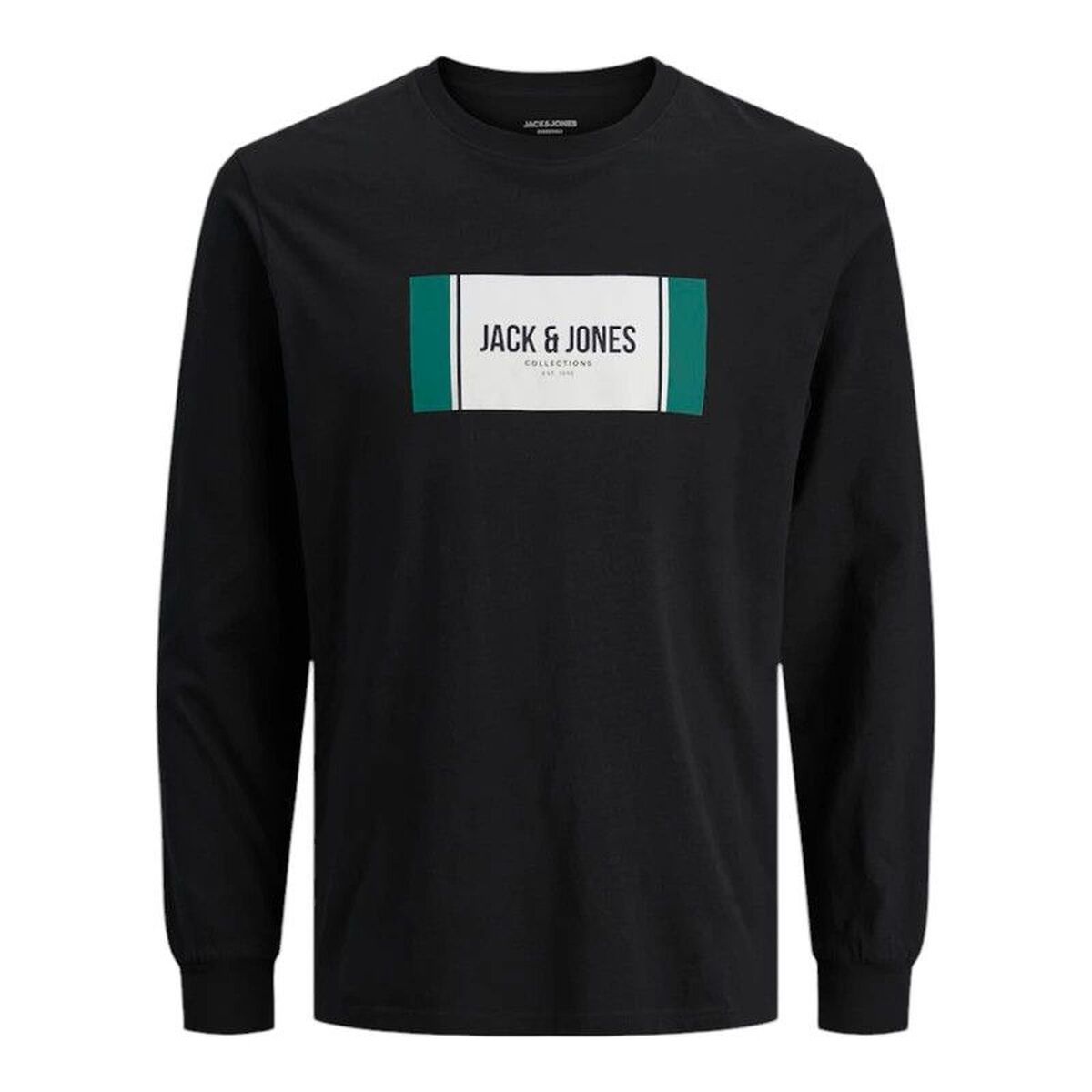 Camiseta de Manga Larga Hombre Jack & Jones Jjhayato Ls Crew Negro