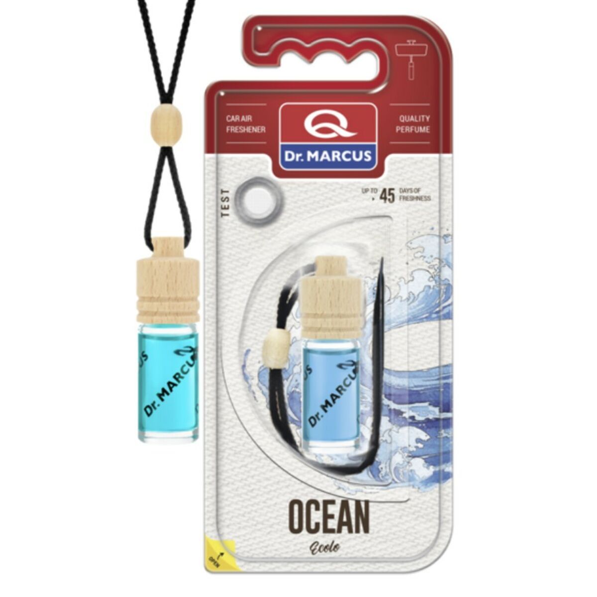 Ambientador para Coche Dr Marcus Ecolo Ocean 4,5 ml Madera Cristal Fragancia Colgante 4 Piezas