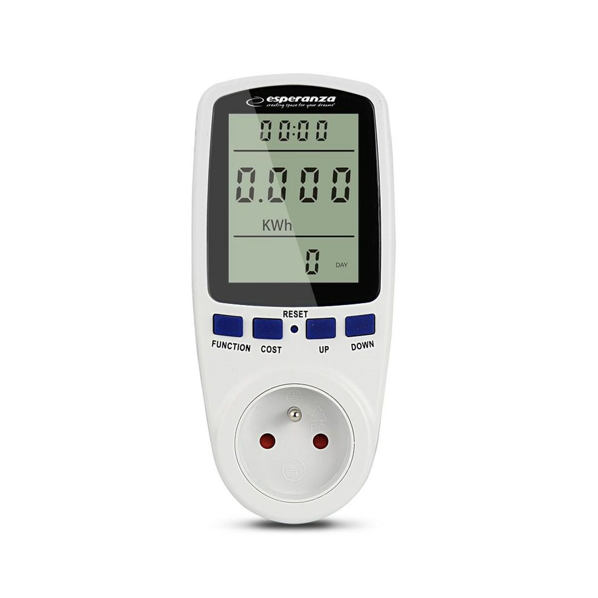 Enchufe con monitor de consumo eléctrico Esperanza ELA103 Blanco 3680 W