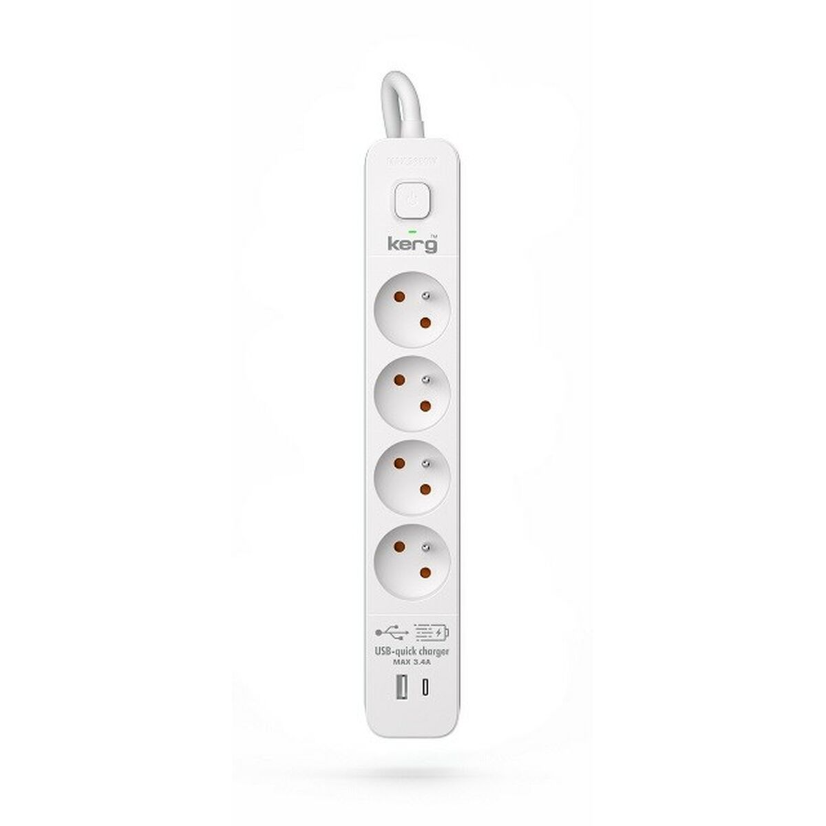 Regleta Enchufes 4 Tomas con interruptor Kerg M02592 (1,5 m)