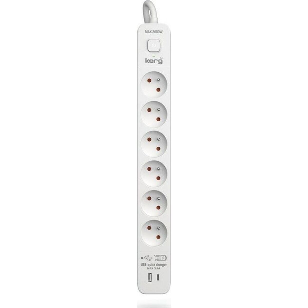 Regleta Enchufes 6 Tomas con Interruptor Kerg M02602 (3 m)